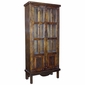 Mexican Rustic Wood Vitrina Cabinet with Glass Panel Doors