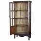 Mexican Rustic Wood Vitrina Cabinet with Glass Panel Doors