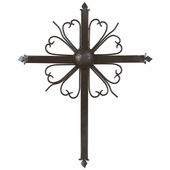 Mexican Rustic Wrought Iron Wall Cross - 22" Tall