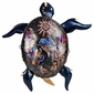 Mexican Sea Turtle with Cactus 3D Painted Metal Wall Art
