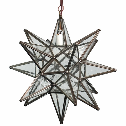 Mexican Seeded Bubble Glass Hanging Star Fixture