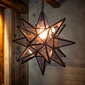 Mexican Seeded Bubble Glass Hanging Star Fixture