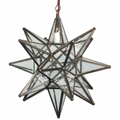 Mexican Seeded Bubble Glass Hanging Star Fixture