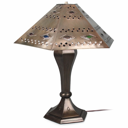 Mexican Table Lamp with Punched Hexagon Diamond Shade 