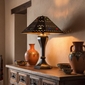 Mexican Table Lamp with Punched Hexagon Diamond Shade 