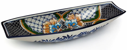 Mexican Talavera Appetizer Boat - Dolores Pattern