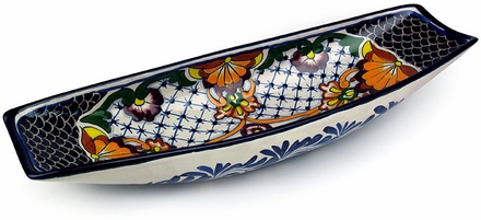 Mexican Talavera Appetizer Boat - Rosario Pattern