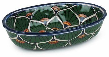 Mexican Talavera Dipping Bowl - Peacock Pattern
