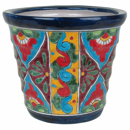 Mexican Talavera Ribbed Pot