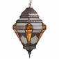 Mexican Tin Pendant Light with Frosted and Amber Colored Glass