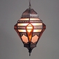 Mexican Tin Pendant Light with Frosted and Amber Colored Glass