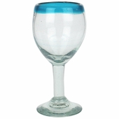 Turquoise Rim Mexican Wine Glasses - Set of 4