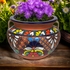 Michoacana Talavera Flower Pot with Exposed Terracotta