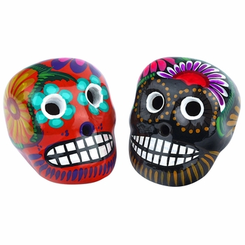 Mini Painted Ceramic Mexican Sugar Skulls - Set of 2
