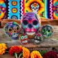 Mini Painted Ceramic Mexican Sugar Skulls - Set of 2
