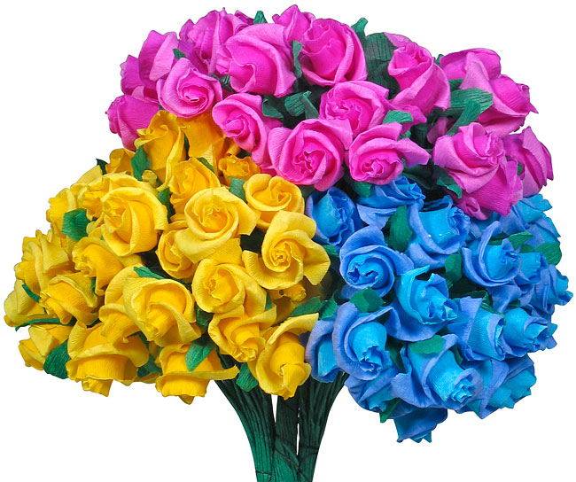 Mexican Paper Rosebuds Mini Bouquet Set of 6 Bouquets