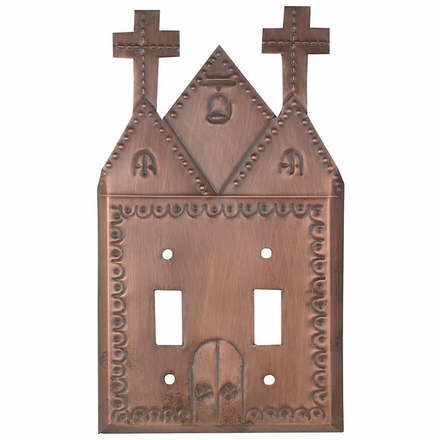 Mission Double Switch Plate - Aged Tin
