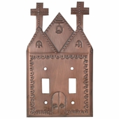 Mission Double Switch Plate - Aged Tin