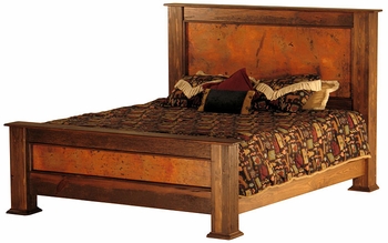 Montana Rustic Wood and Copper Panel Bed -Queen