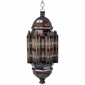 Moroccan Aged Tin and Colored Glass Hanging Light Fixture