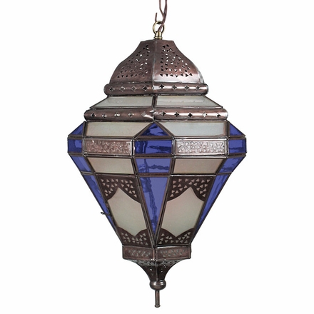 Moroccan Style Hanging Light with Frosted and Purple Colored Glass
