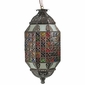 Mosaic Aged Tin and Colored Glass Hanging Light Fixture