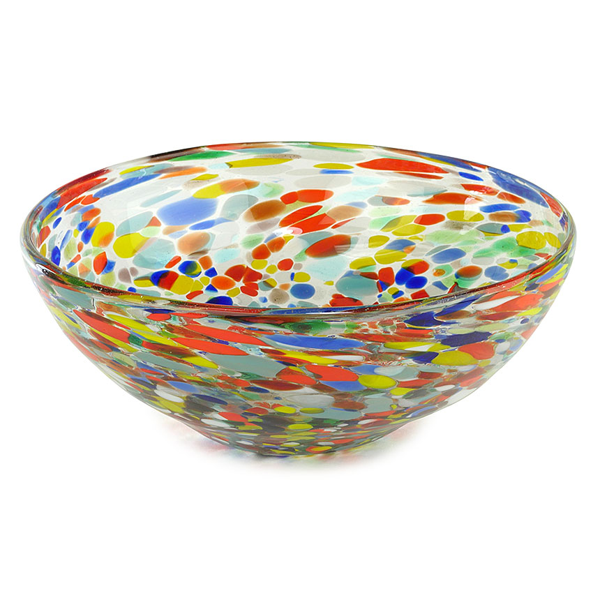 MultiColor Confetti Mexican Glass Bowl 8.5" Dia.