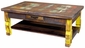 Multi-Color Distressed Painted Wood Ox Yoke Coffee Table & Two End Tables 3-Piece Set