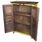 Multi-Color Distressed Wood 2-Door Cabinet with Slat Doors