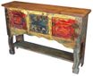 Multi-Color Painted Wood Ox Yoke Console Table