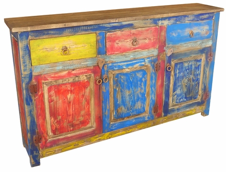 Multi-Colored Painted Wood Buffet