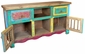 Multi-Colored Painted Wood Buffet with Spindle Doors