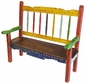 Multicolor Santa Fe Style Painted Wood Bench
