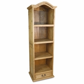 Narrow Mexican Pine Rustic Bookshelf - 4 Shelves - 1 Drawer