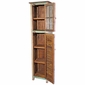 Narrow Painted Wood Cabinet Multi-Color Slats and Glass Doors