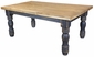 Natural and Black Painted Wood Mexican Colonial Dining Set - 7 Piece
