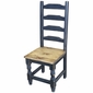 Natural and Black Painted Wood Mexican Colonial Dining Set - 7 Piece