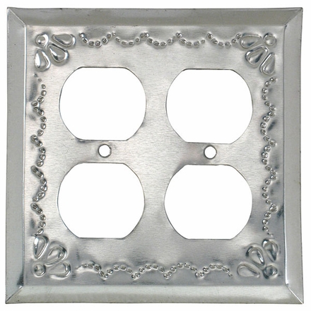 Natural Mexican Tin Double Outlet Cover - Star