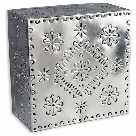 Natural Punched Tin Square Light Fixture