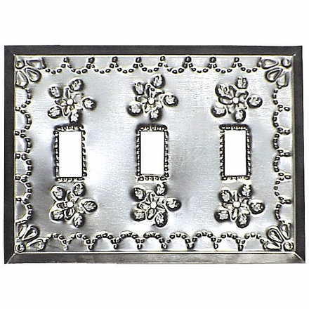 Natural Punched Tin Triple Switchplate - Star