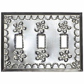Natural Punched Tin Triple Switchplate - Star