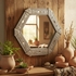 Natural Tin Chinese Hexagonal Mirror