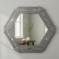 Natural Tin Chinese Hexagonal Mirror