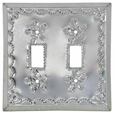 Natural Tin Double Switchplate - Star
