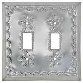 Natural Tin Double Switchplate - Star