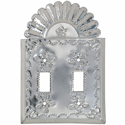 Natural Tin Double Switchplate - Star with Crown
