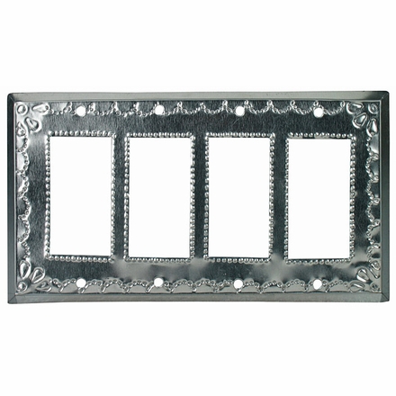 Natural Tin Quadruple Rocker Switch Cover - Star