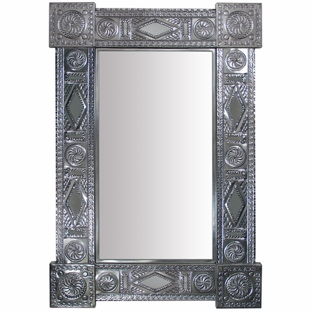 Natural Tin Rectangular Chinese Mirror