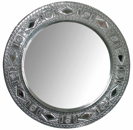 Natural Tin Round Chinese Mirror