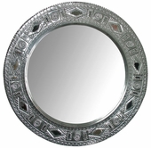Natural Tin Round Chinese Mirror